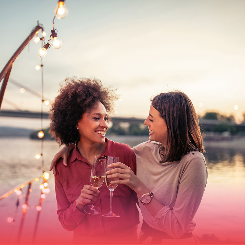 Woman with wine glasses